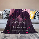 Lofaris Romantic Couple Silhouette Hearts Custom Name Blanket